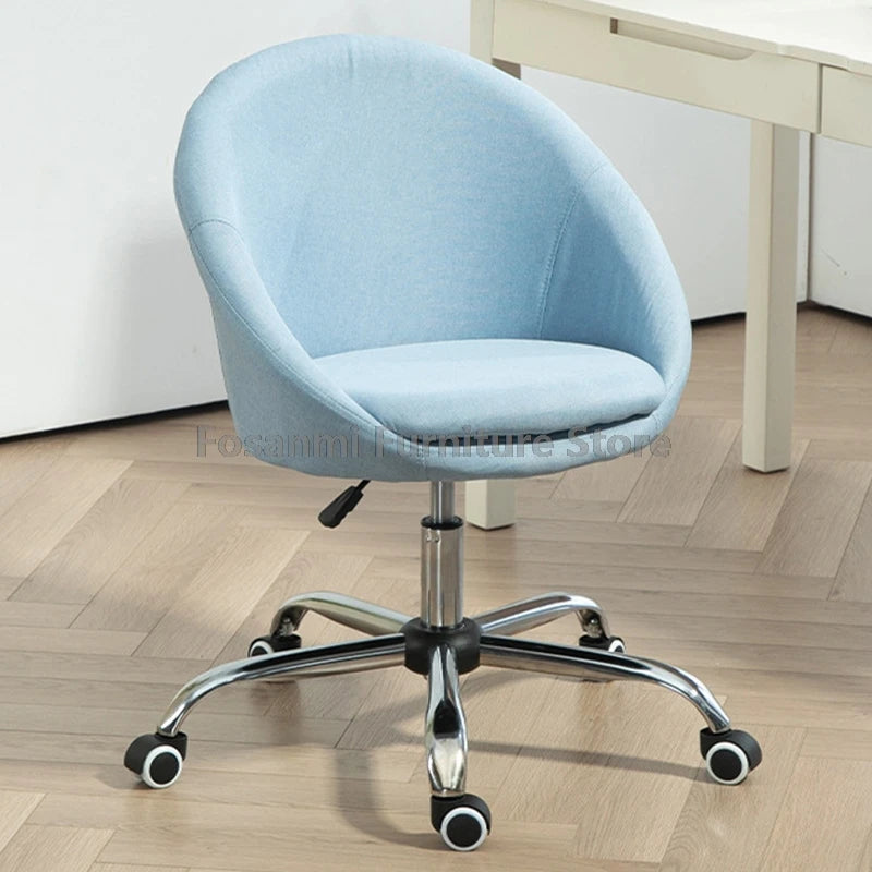 Minimalist Linen Fabric Office Computer Chair with Curve Seat Comfortable Home Swivel Vanity Chair Adjustable Height Desk Chairs