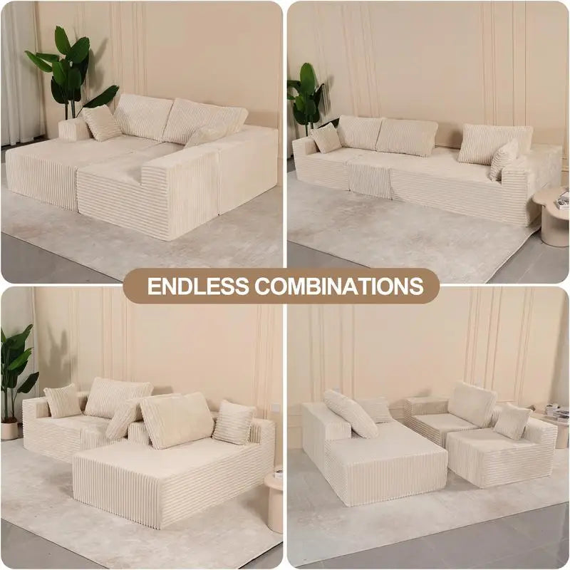 Modular Sectional Sofa with Pillow, Cloud L-Shape Couch with Chaise, Modern Deep Seat Upholstered Sofa for Living Room and