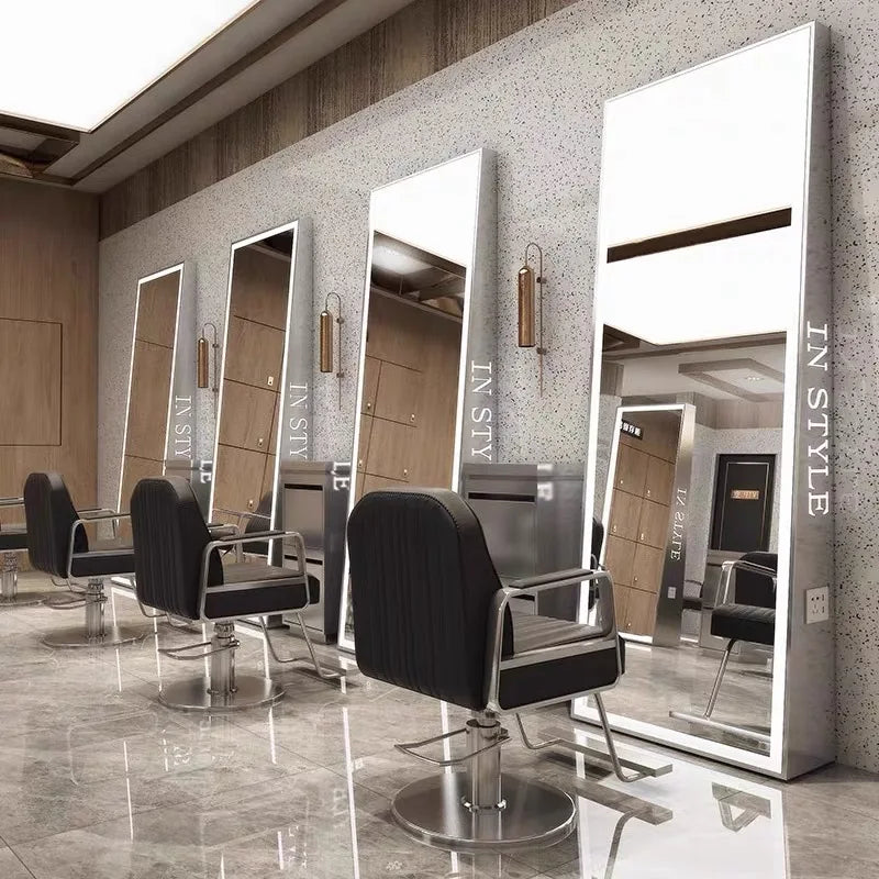 HJ Barber Shop Mirror Quick Cut Special Mirror Hair Salon Internet celebrity hair salon Full Lamp Mirror