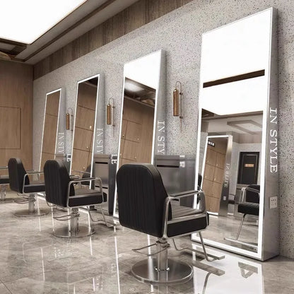 HJ Barber Shop Mirror Quick Cut Special Mirror Hair Salon Internet celebrity hair salon Full Lamp Mirror