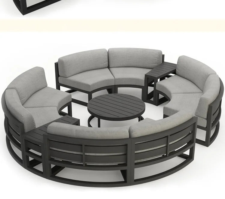 Outdoor sofa courtyard villa garden outdoor arc leisure combination aluminum alloy waterproof sunscreen rattan sofa