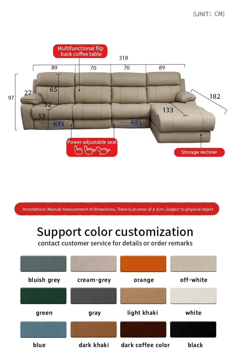 Modern Italian Living Room Sofas Modular Electric Recliner Sofa Bed Multi-functional Leather Minimalist Divano Room Furniture