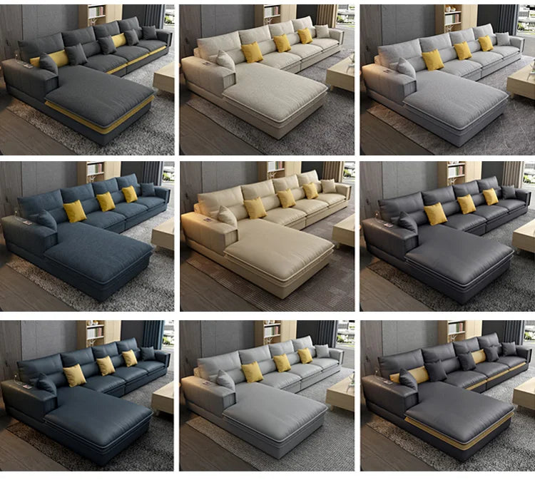 Nordic Luxury Technology Cloth Corner Fabric Sofa Set Lounge Living Room Sofas Sectional Modern  l Shaped Sofa