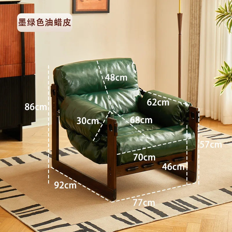 High-End Solid Wood Recliner Sofa Chair Home Personal Leisure Living Room Furniture Small Sofa Comfortable Lazy Chair