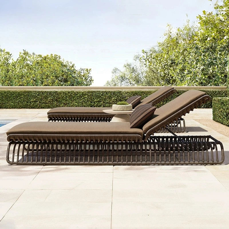 Leisure Outdoor Villa Rattan Sofa Chair Open Air Waterproof Sunscreen Courtyard Bed Hotel Homestay Outdoor Rattan