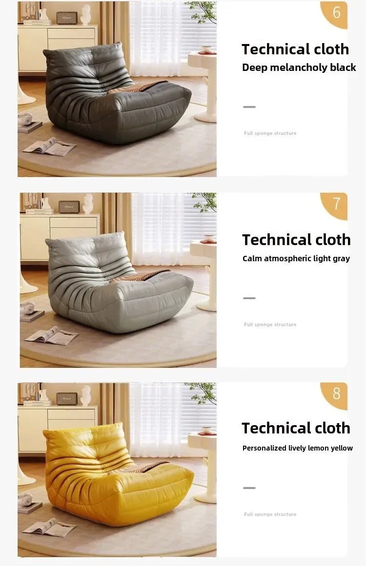 Caterpillar Sofa Living Room Single Bedroom Cloth Art Black Leather Lazy Man Sofa Bedroom Living Room Chair Sofa