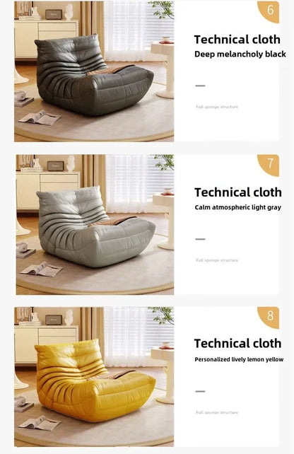 Caterpillar Sofa Living Room Single Bedroom Cloth Art Black Leather Lazy Man Sofa Bedroom Living Room Chair Sofa