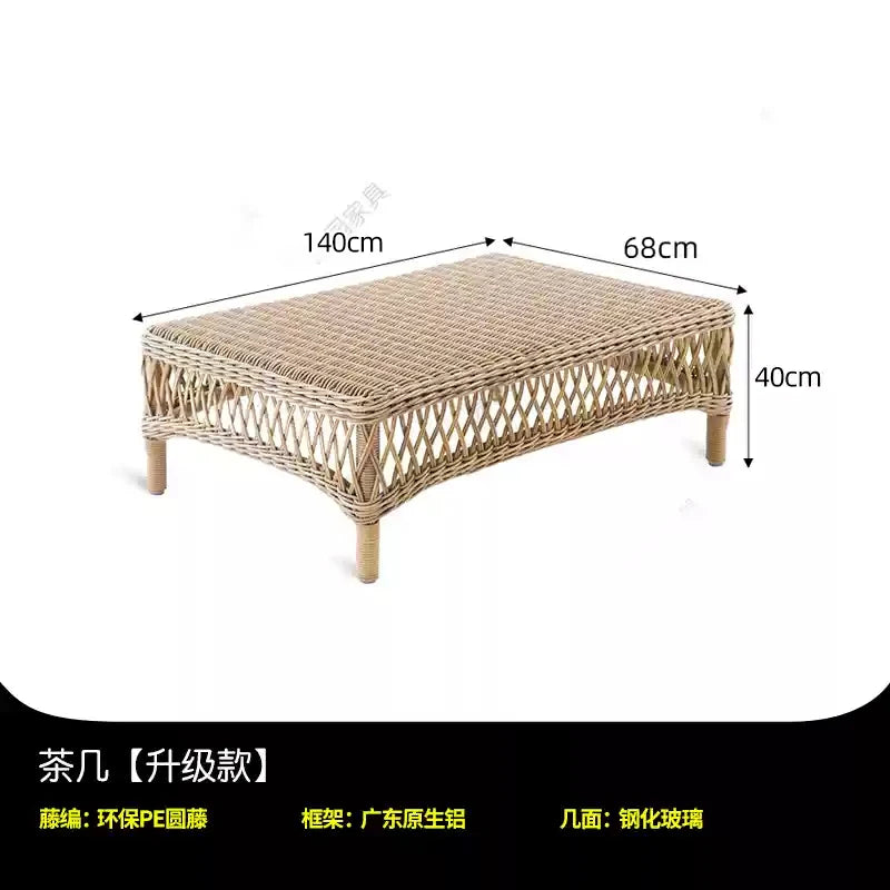 HXL outdoor sofa balcony rattan chair garden waterproof aluminum alloy outdoor terrace casual rattan sofa chair