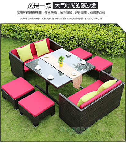 Outdoor rattan tables and chairs balcony rattan sofa courtyard leisure rattan art