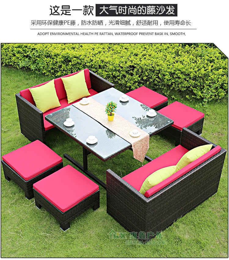 Outdoor rattan tables and chairs balcony rattan sofa courtyard leisure rattan art