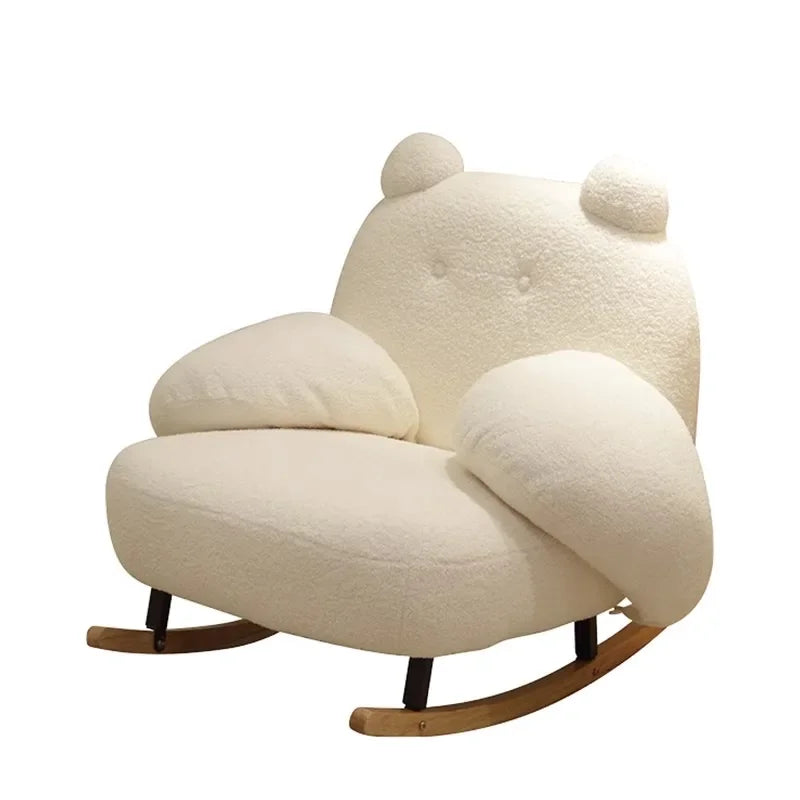 Big white Internet celebrity rocking chair lazy sofa single rocking cream living room lazy chair simple balcony bedroom
