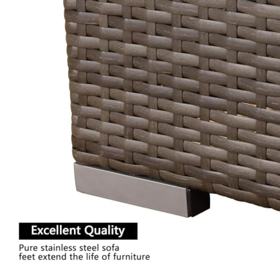 7 Piece Patio Furniture Sets for Outdoor Living Spaces: AllWeather Manual Weaving Wicker Sectional Sofa with Ratt