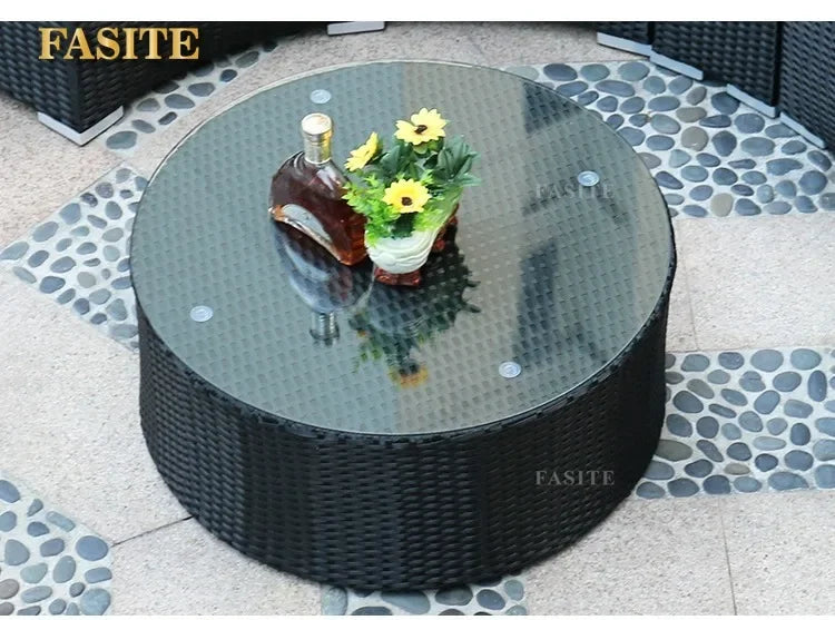 Outdoor round rattan sofa combination garden courtyard