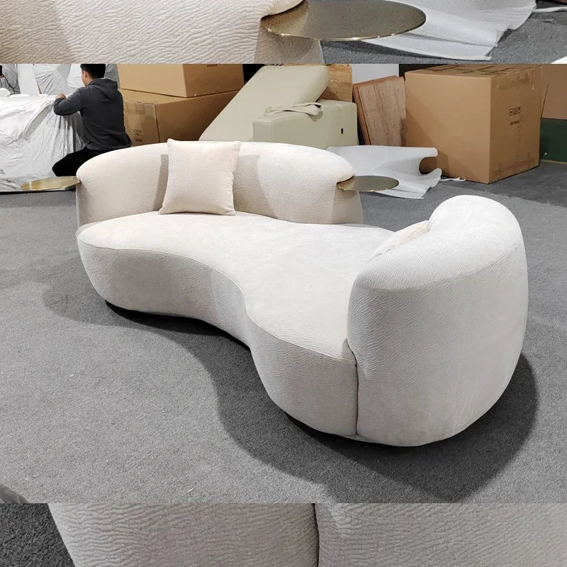 A Modern Minimalist Luxury Design Curved Couch Living Room Furniture Velvet Fabric Sofa