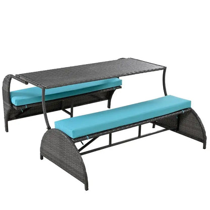 Versatile Outdoor Loveseat Converts to 4 Seats & Table for Gardens and Lawns
