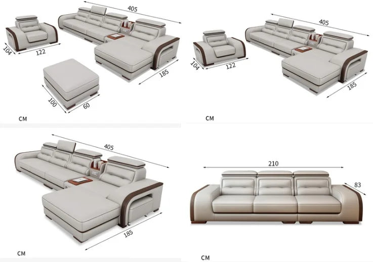 Modern Genuine Leather L Sofa Luxury Genuine Leather Sofa Set Furniture Living Room Couch
