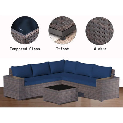 PatioLix Furniture Sets Outdoor Conversation Sofa 6 Piece Set, All-Weather High Back