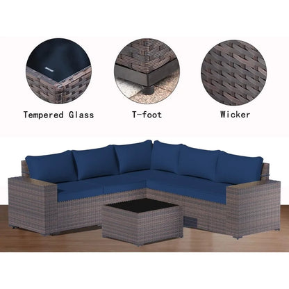 PatioLix Furniture Sets Outdoor Conversation Sofa 6 Piece Set, All-Weather High Back