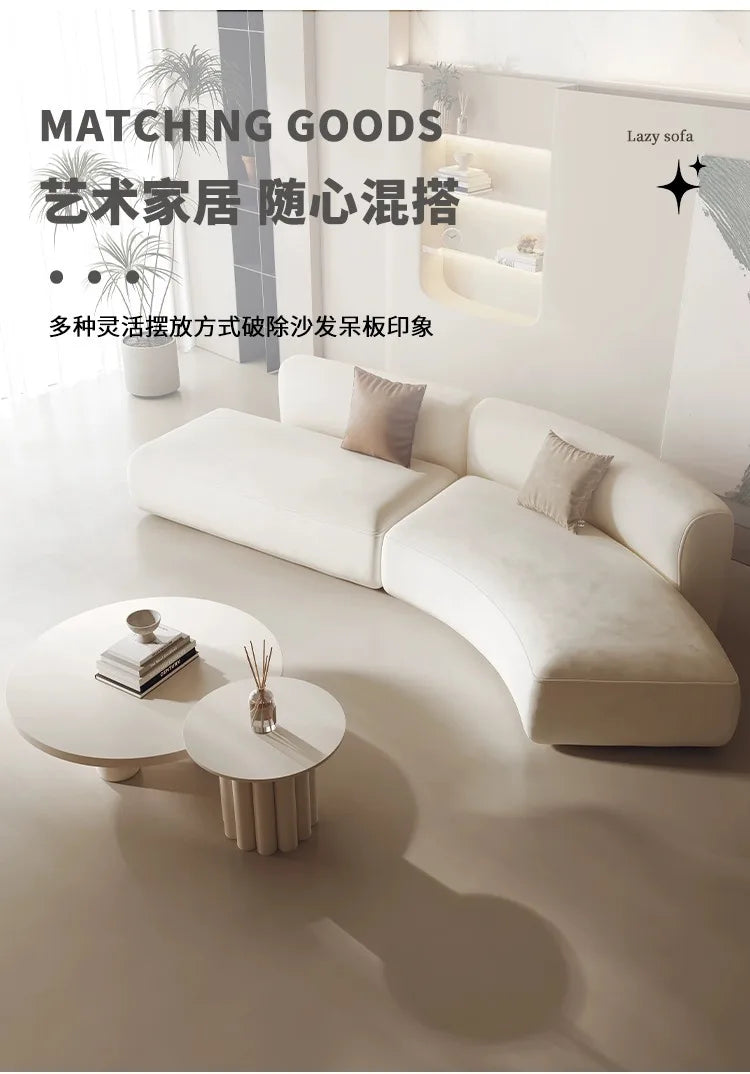 Cream wind special-shaped sofa Modern hotel lobby reception lounge area Modern minimalist leisure curved sofa