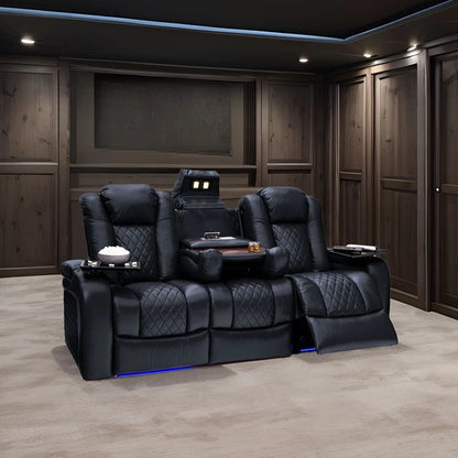 Living room villa leather sofa top layer cowhide electric multi-functional sofa audio-visual room VIP combination