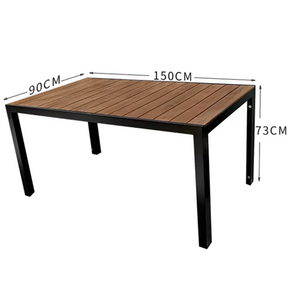 Metal Backyard Table Outdoor Table Garden Table Large 150cm Patio Table Wood-plastic Waterproof Table Room Kitchen Hotel Terrace