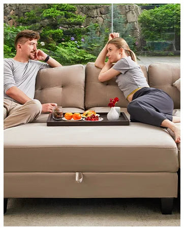 L Shaped Sofa 4 Seat Sofa with Chaise L-Shaped Couches Reversible Sectional Sofa (Dark Green, L Shaped Couch)