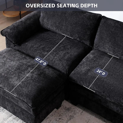 Sofa Comfy Cloud Couch, L Shaped 3 Deep Seat Sofa Couch with Ottoman