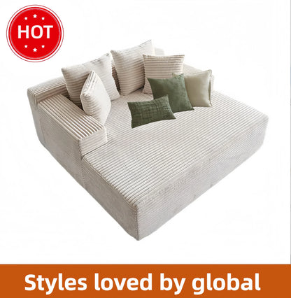 Modern White Corduroy Sectional Sofa Bed One-Seater New Design Modular Compression for Huge Villas Living Room Style
