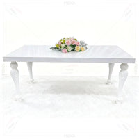 Luxury Modern Stainless Steel Metal Wedding Table with Glass Top Durable Hotel Furniture for Dining Wedding Events