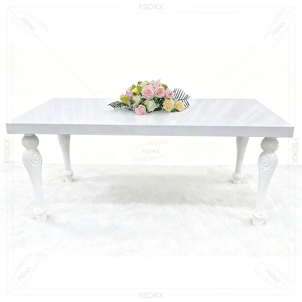 Luxury Modern Stainless Steel Metal Wedding Table with Glass Top Durable Hotel Furniture for Dining Wedding Events