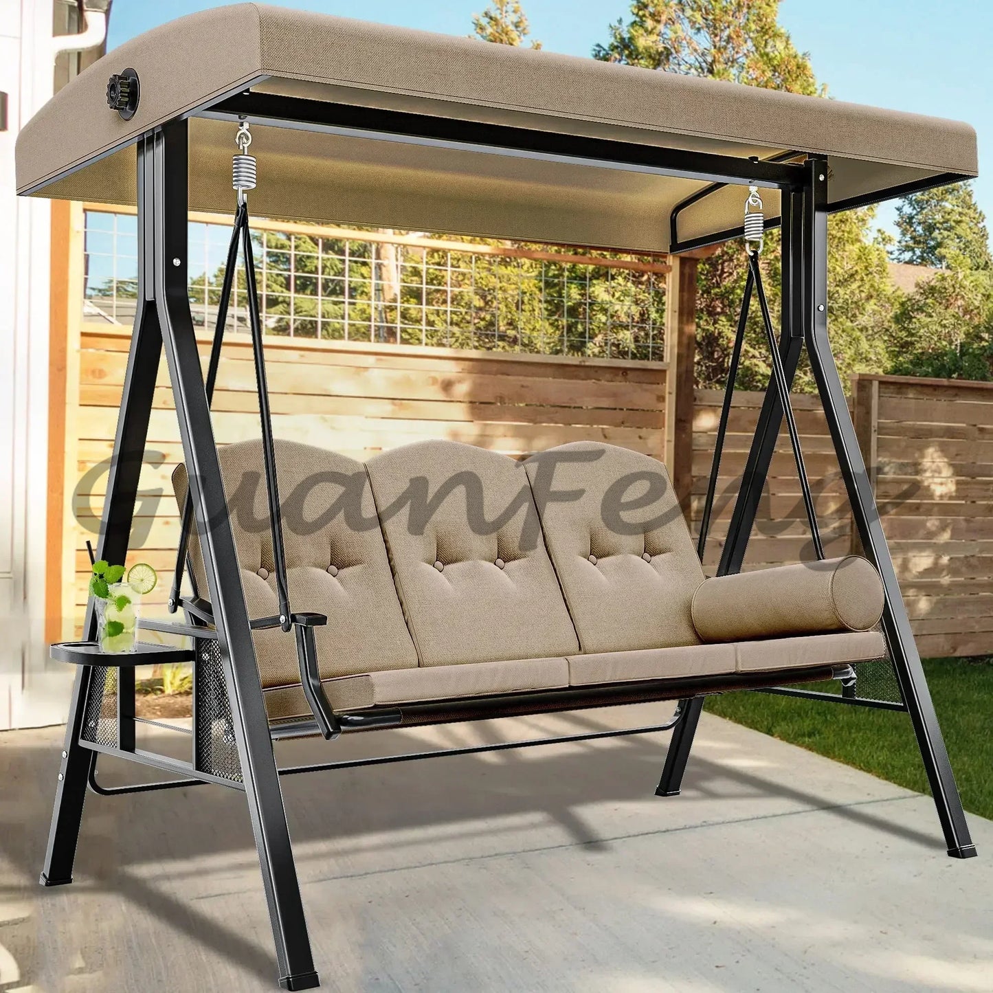 3 Seat Adult Furniture Outdoor Swing Convertible Canopy Garden Swing Chair Patio Swings