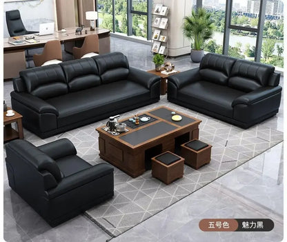 Leather latex office sofa, piano key combination sofa