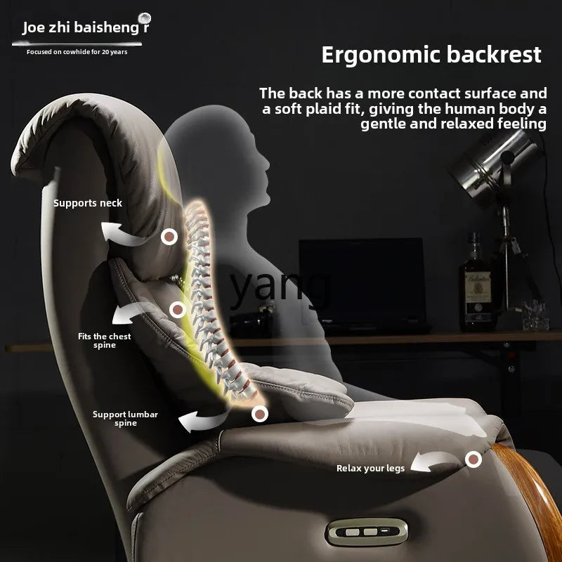 LTT electric reclining leather home comfortable swivel chair light luxury business office high-end seat chair