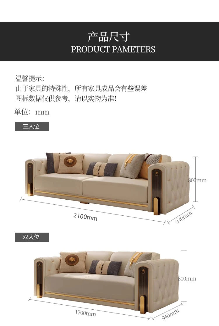Elegant Luxury Modern Sofa Designs Royal Set Designer Leather Sofa Lounge Loveseat Divano Soggiorno Living Room Furniture
