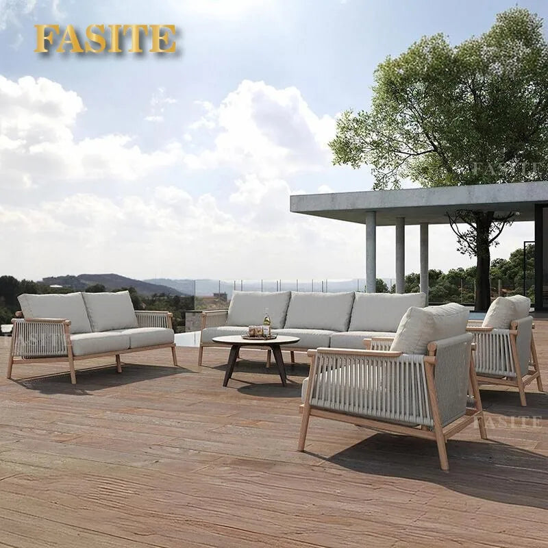 Outdoor sofa waterproof and sunscreen leisure rope weaving