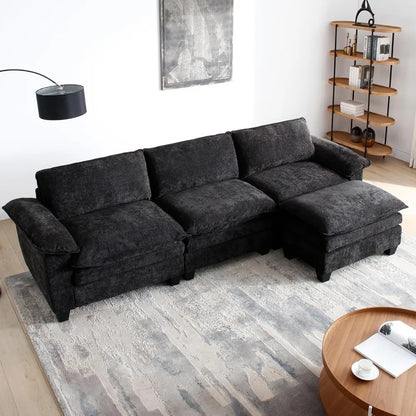 Sofa Comfy Cloud Couch, L Shaped 3 Deep Seat Sofa Couch with Ottoman