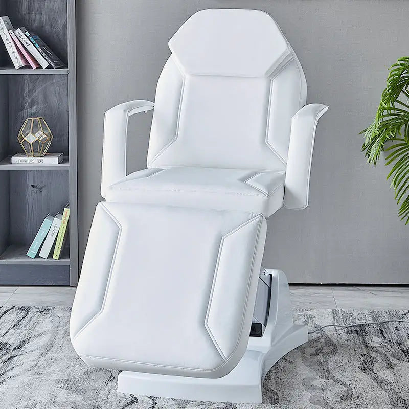 Multifunctional Electric Vertical Therapy Bed Ivory White PU Leather 3 Motors Electric Beauty Tattoo Massage Bed
