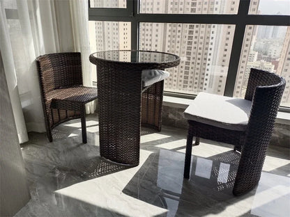 Nordic Rattan Garden Furniture Sets Outdoor Furniture Simple Courtyard Balcony Table and Chair Set Bistro Dining Table Chair Set