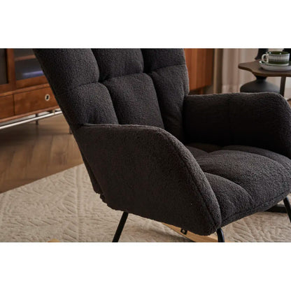 Modern Swing Chair in Teddy Fabric with Tufted Cover Upholstered Seathigh backrest for Living and Bedroom