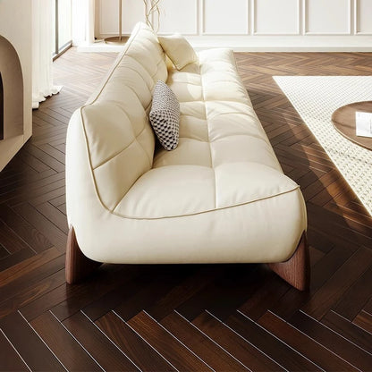 Italian leather sofa cowhide French minimalist retro large and small apartment living room sofa