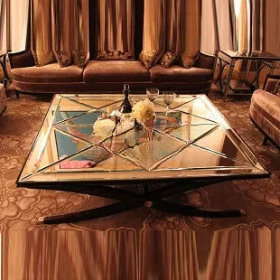 Glass coffee table post-modern square table
