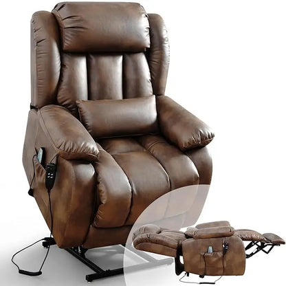 Recliner Chair for Adults, Dual Motor Power Lift Chair, Infinite Position, Lay Flat Lift, Massage and Heating, Exten
