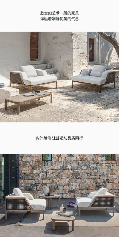Outdoor rattan sofa, outdoor garden, courtyard, waterproof, sun protection, leisure terrace, furniture combination