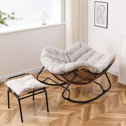 Nordic Lazy Living Room Chairs Home Balcony Rocking Chairs Reclining Sofas Rattan Sofa Leisure Rocking Chair Home Furniture