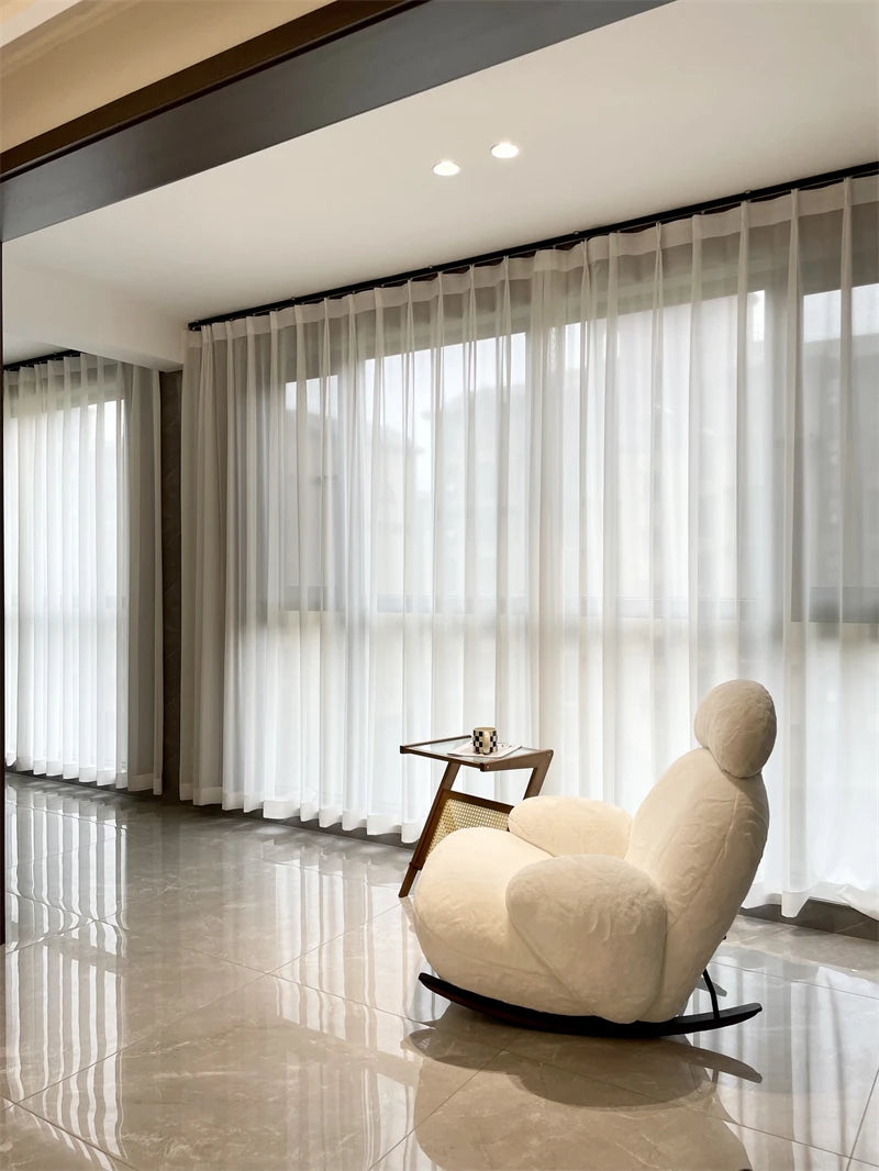 Big white Internet celebrity rocking chair lazy sofa single rocking cream living room lazy chair simple balcony bedroom
