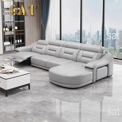 -Modern leather electric recliner sofa couch corner L shape moduler sectional sofas recliner seats living room furniture home