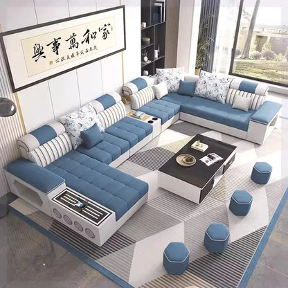 Modern 5 6 7 8-Seater Fabric Sofas Sectional Set for Living Room Hotel Furniture with Sponge Filling