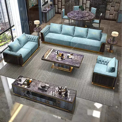 Luxury Modern Fabric 3 Seater French Couch Design Wooden Frame Moroccan Floor Black and Gold Sofa Living Room Sofa Set Furniture