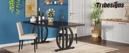 Tribesigns Dining Table for 4-6 People, 63-Inch Large Dinner Table with Heavy Duty Metal Frame, Modern Industrial Kitchen Table