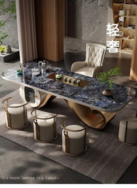 Light luxury rock slab table and chair combination modern minimalist design, creative high-end villa office tea table